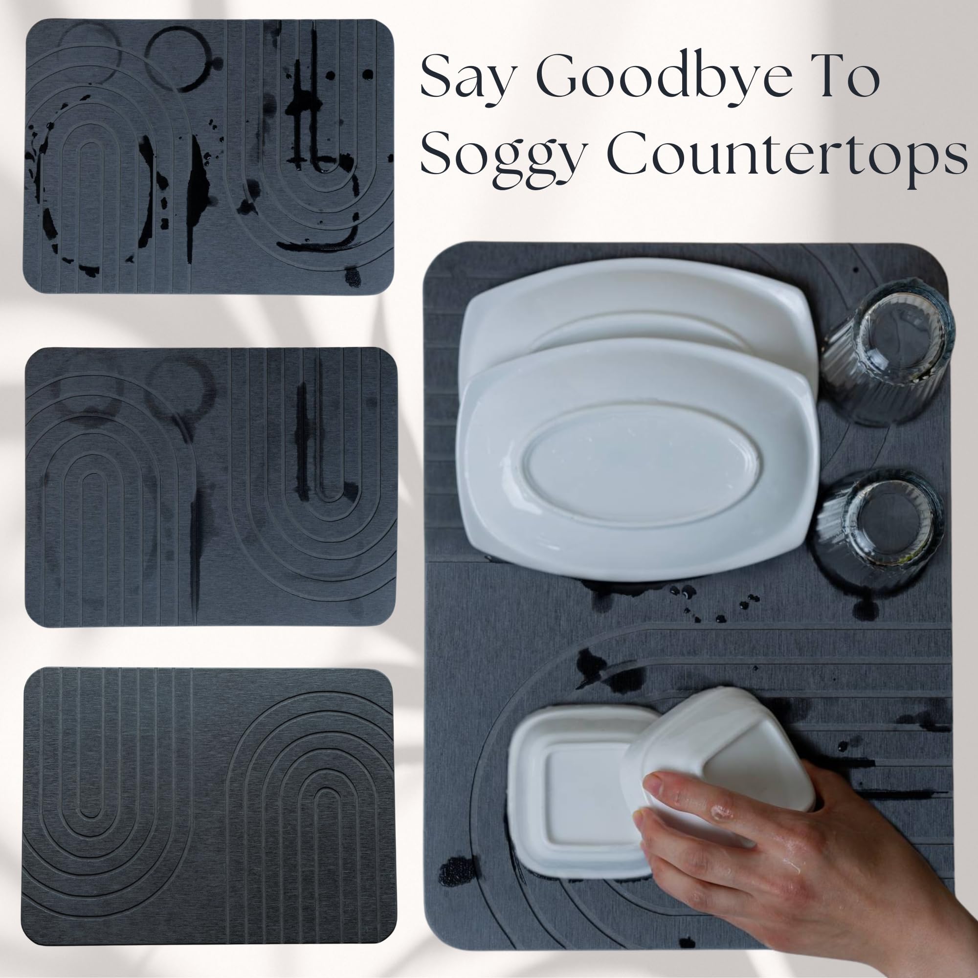 lifsezy mat holding wet dishes in use for tidy, drip-free countertops