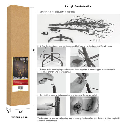LIGHTSHARE 6ft tree in garden at night delivering outdoor warm illumination