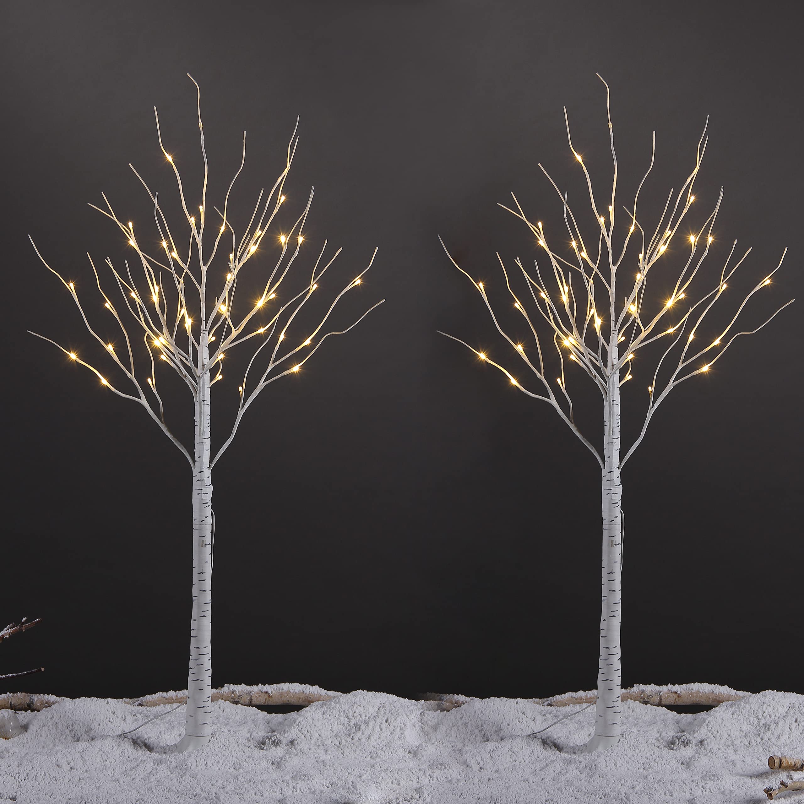LIGHTSHARE birch tree front view showing warm white glow and natural look