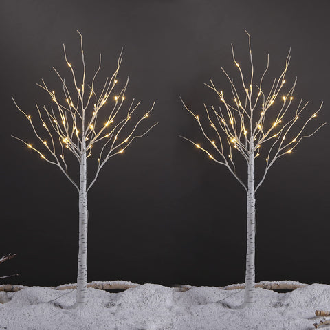 LIGHTSHARE birch tree front view showing warm white glow and natural look