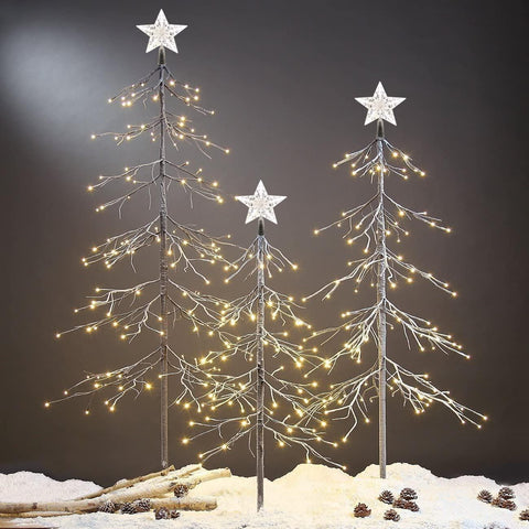 LIGHTSHARE trio front view showing three lit trees for instant holiday ambiance