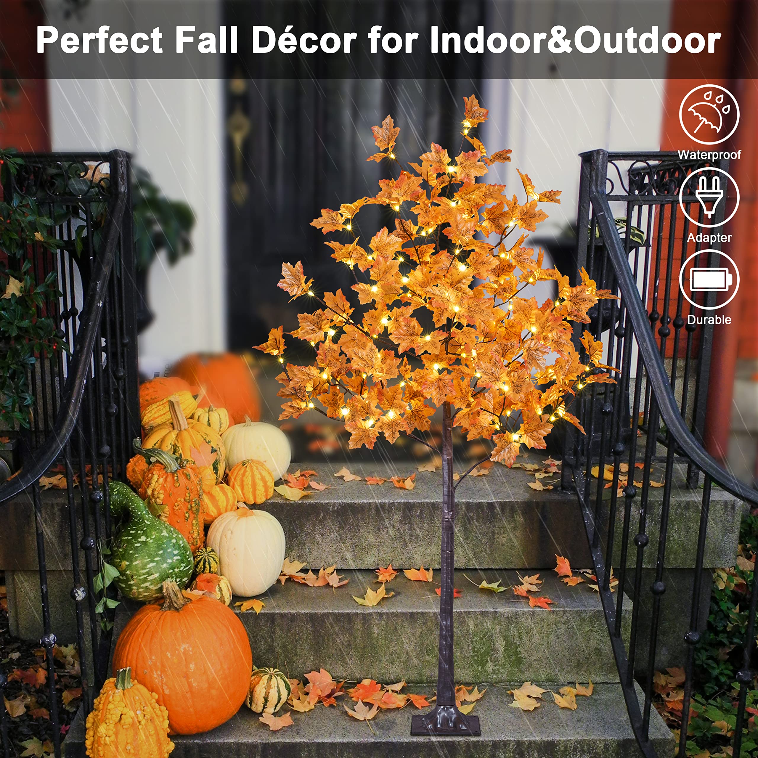 LIGHTSHARE warm white LEDs on branches illuminating decorations evenly for atmosphere