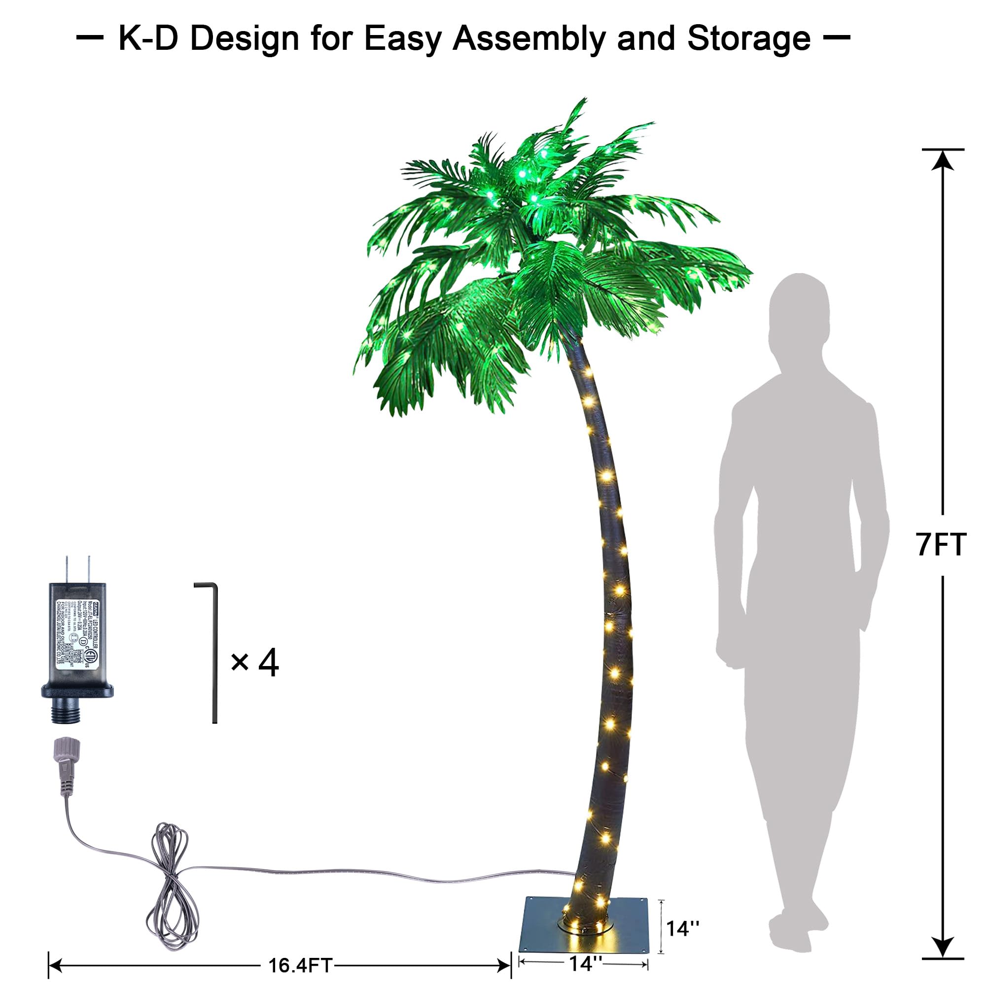 LIGHTSHARE tree beside chair showing 7-foot size and scale