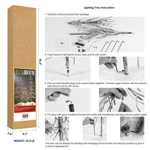 LIGHTSHARE height comparison of 3ft, 4ft, 6ft trees for layered display planning