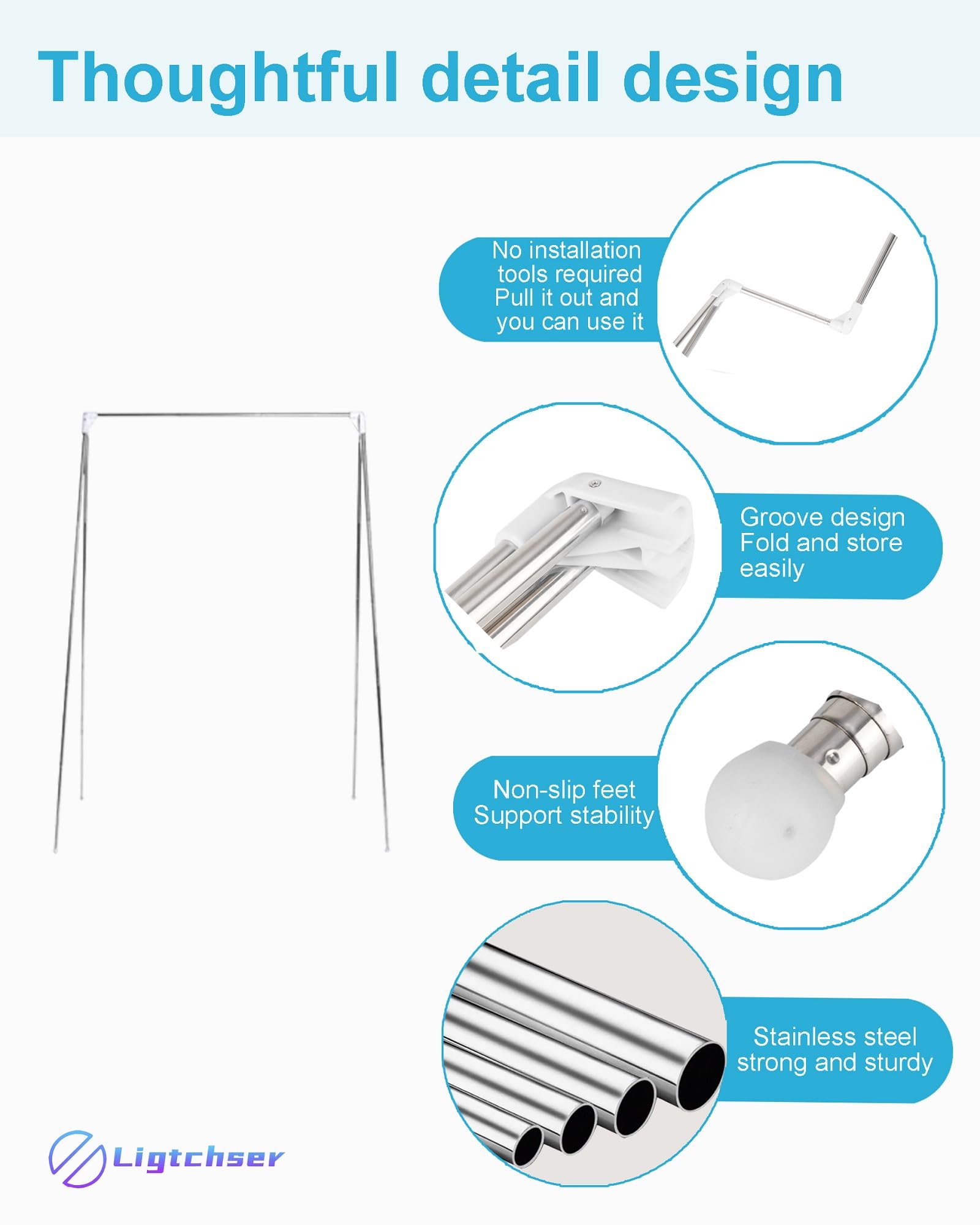Ligtchser stainless steel joint close-up, shows durable construction benefit