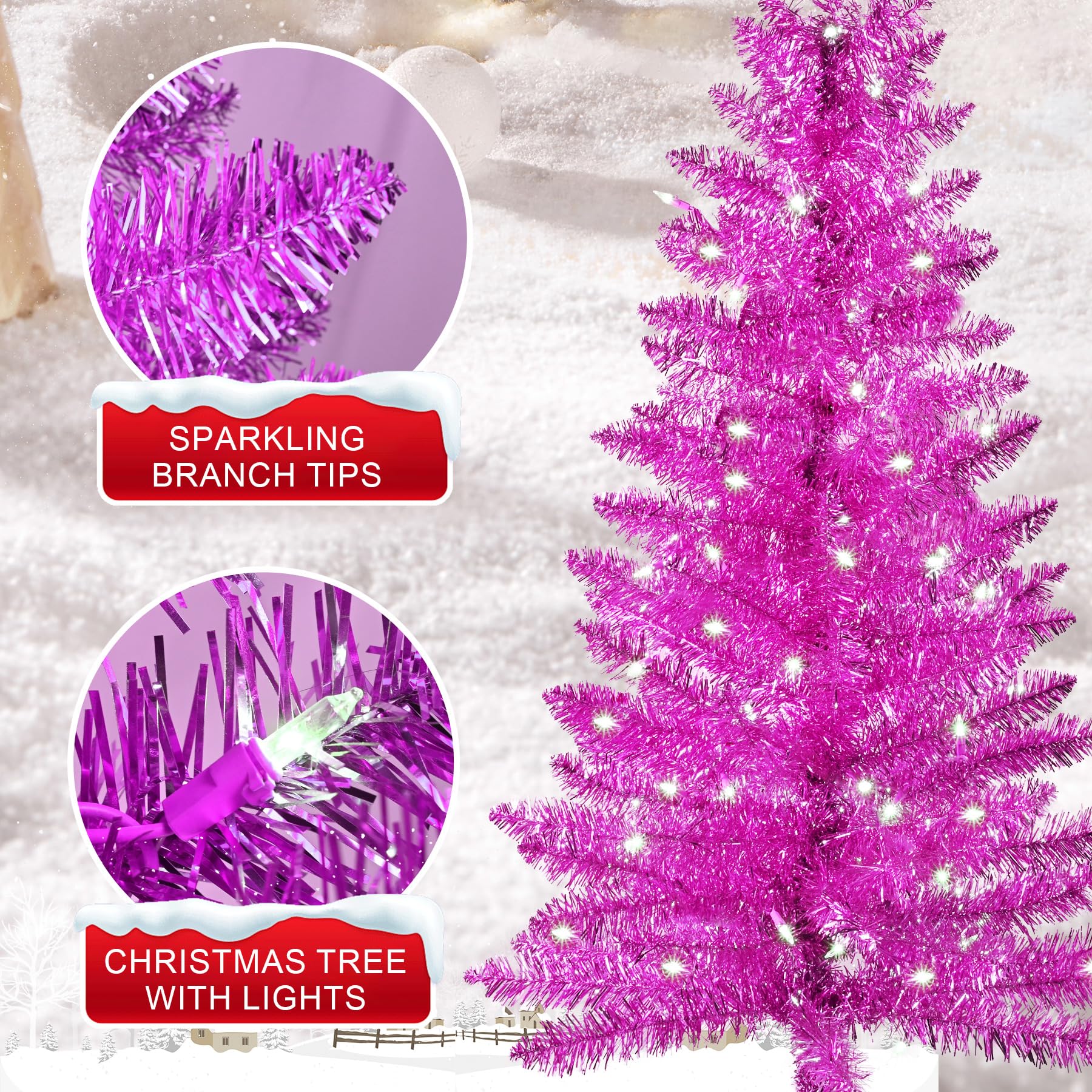 Liguanow assembled pink tree in living room creating cheerful ambiance