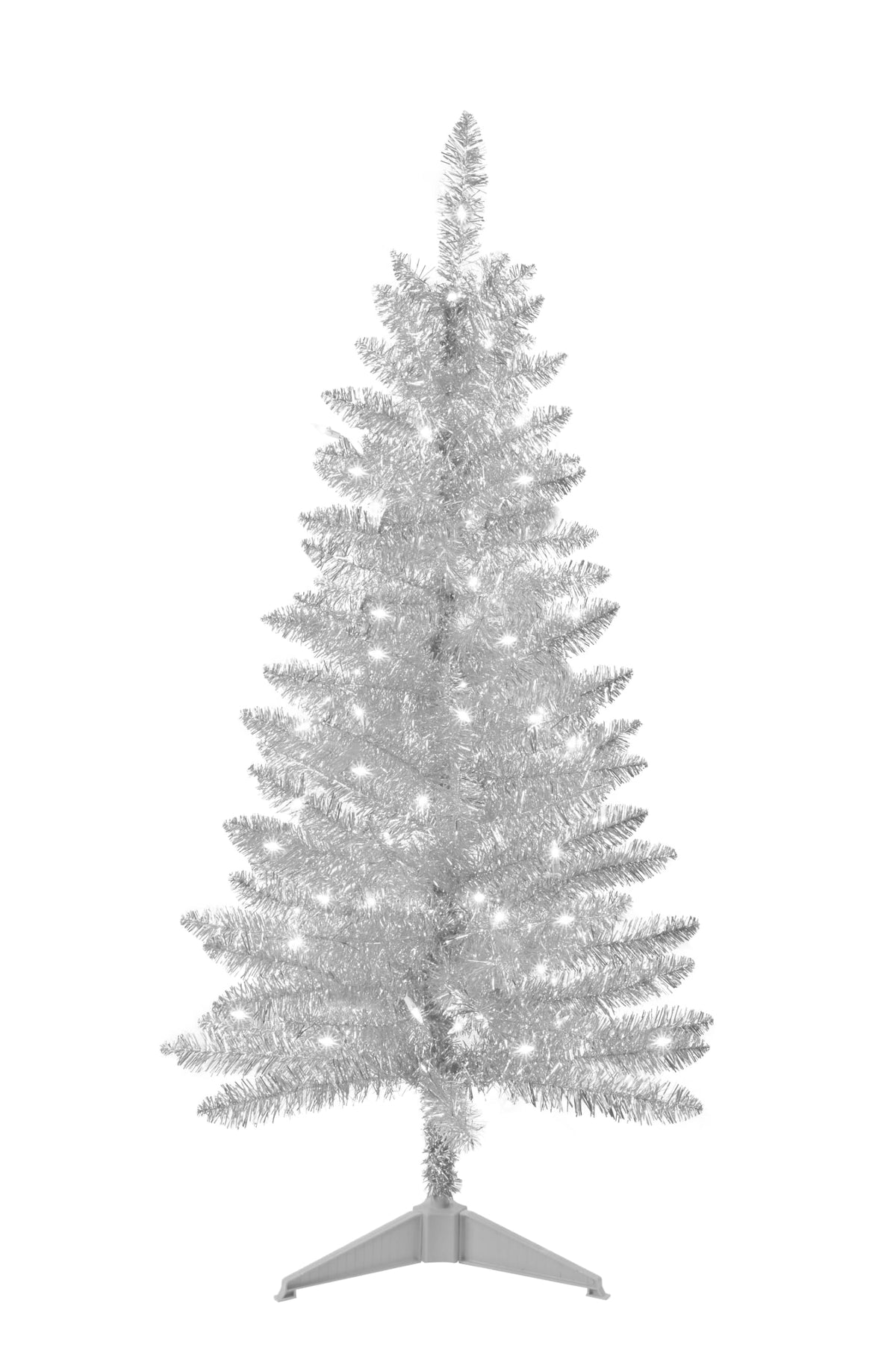 liguanow front view silver tree showing compact height and festive shimmer