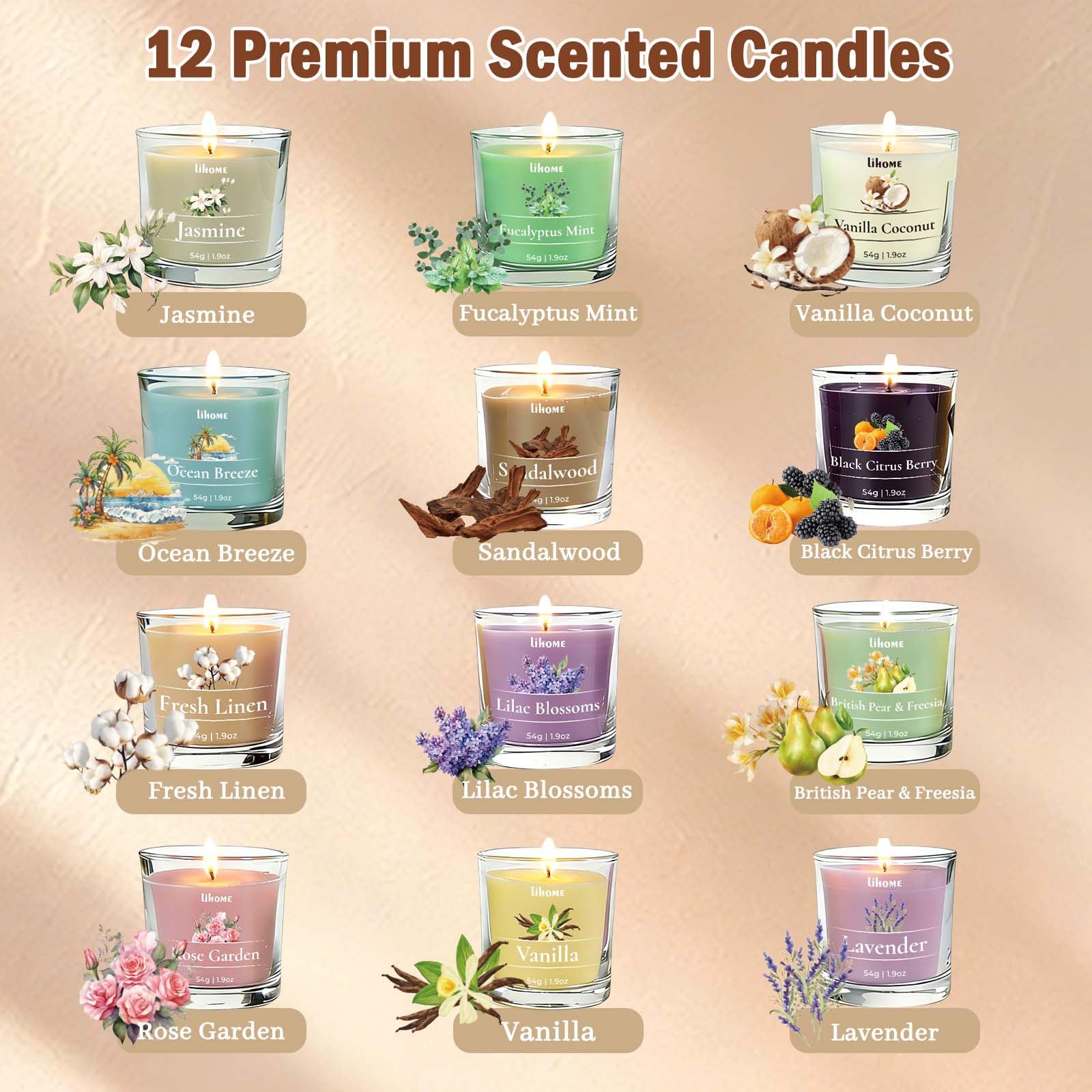 Lihome candle lit in living room creating cozy ambience and stress-relief mood