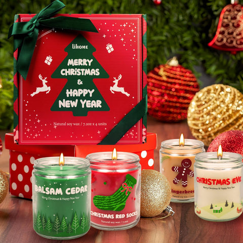 Lihome candles held in hand to show size and portable holiday scent option