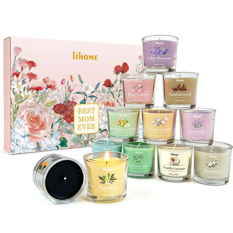 Lihome front packaging showing full 12-candle gift box and presentation benefit