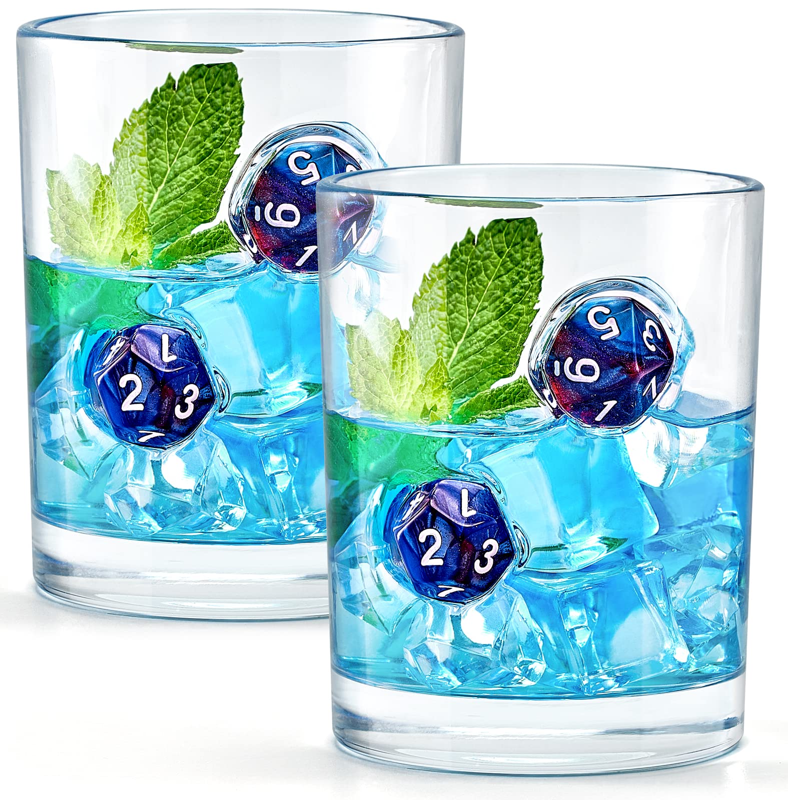 LIIGEMI front view of tumbler showing blue embedded dice for visual appeal
