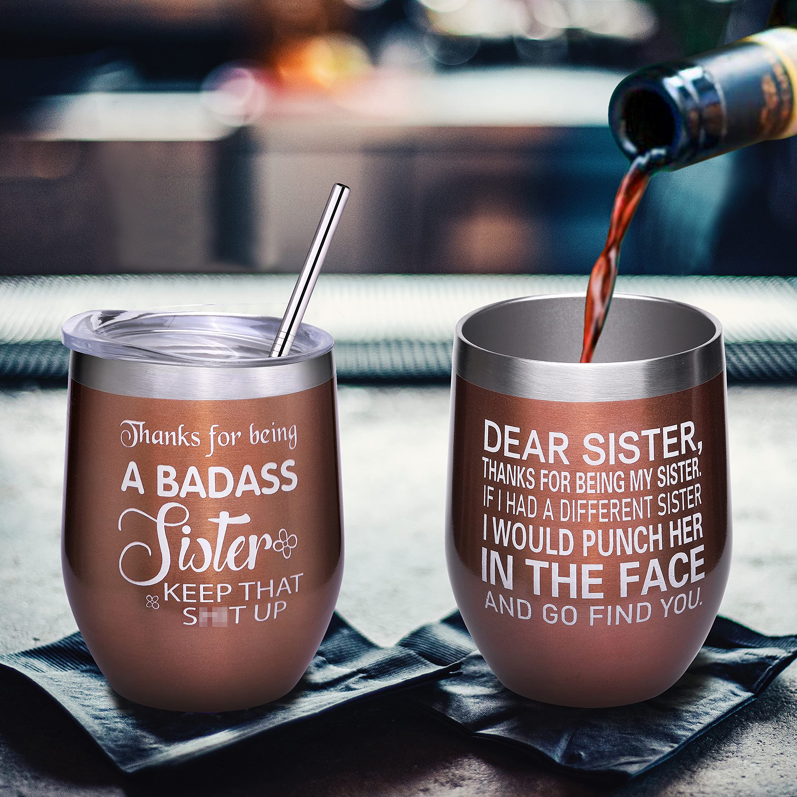 LIKEABLUE double-sided tumbler held in hand demonstrating travel-friendly insulation and style