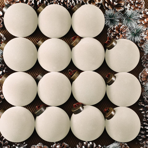 Liliful front view of 15-piece creamy white ornament pack showing quantity and style