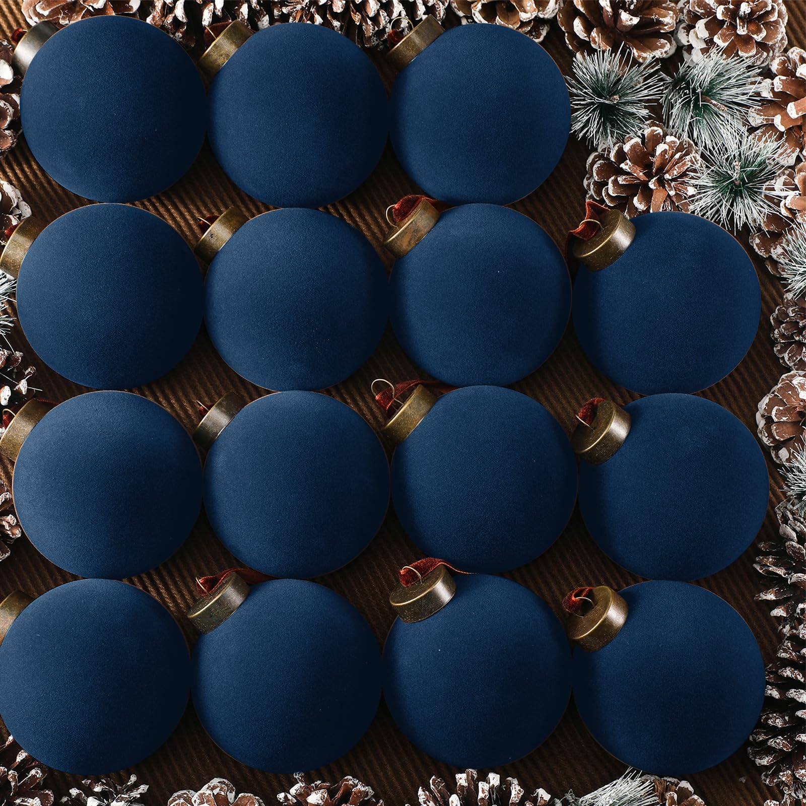 Liliful navy blue ornaments front view showing color and quantity benefits