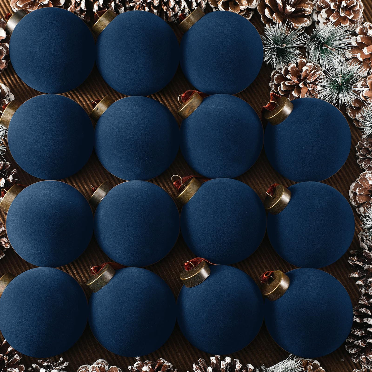 Liliful navy blue ornaments front view showing color and quantity benefits
