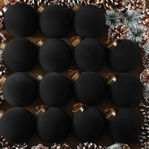 Liliful front view of 15-piece black ornament pack showing ready-to-hang benefit