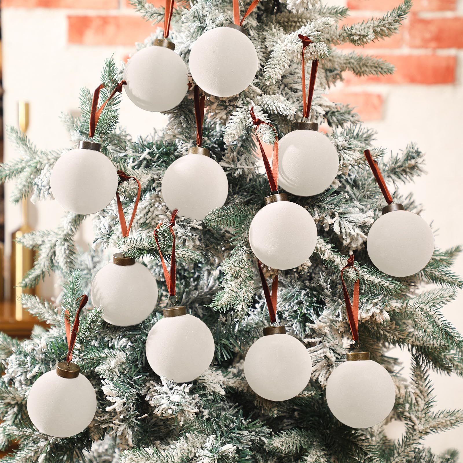 Liliful creamy-white balls styled on mantel and garland extending festive decor