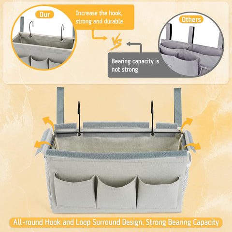 Lilithye caddy beside bed rail demonstrating fit and correct sizing