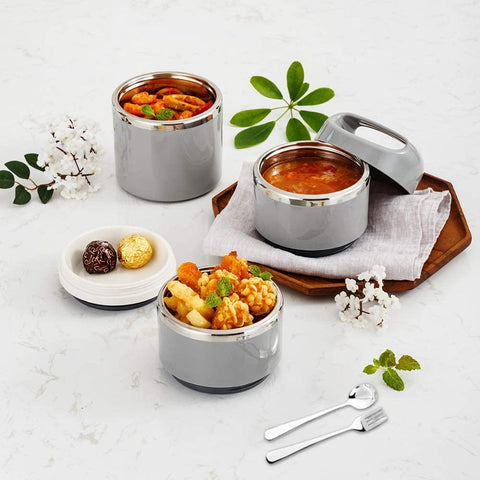 Lille Home open top view displaying stainless-steel bowls and stackable layout