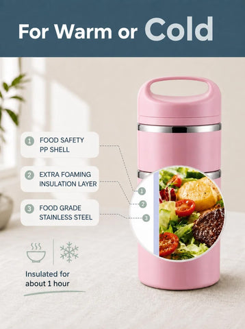 Lille Home stacked containers inside lunch bag ready for commute, organized meal transport