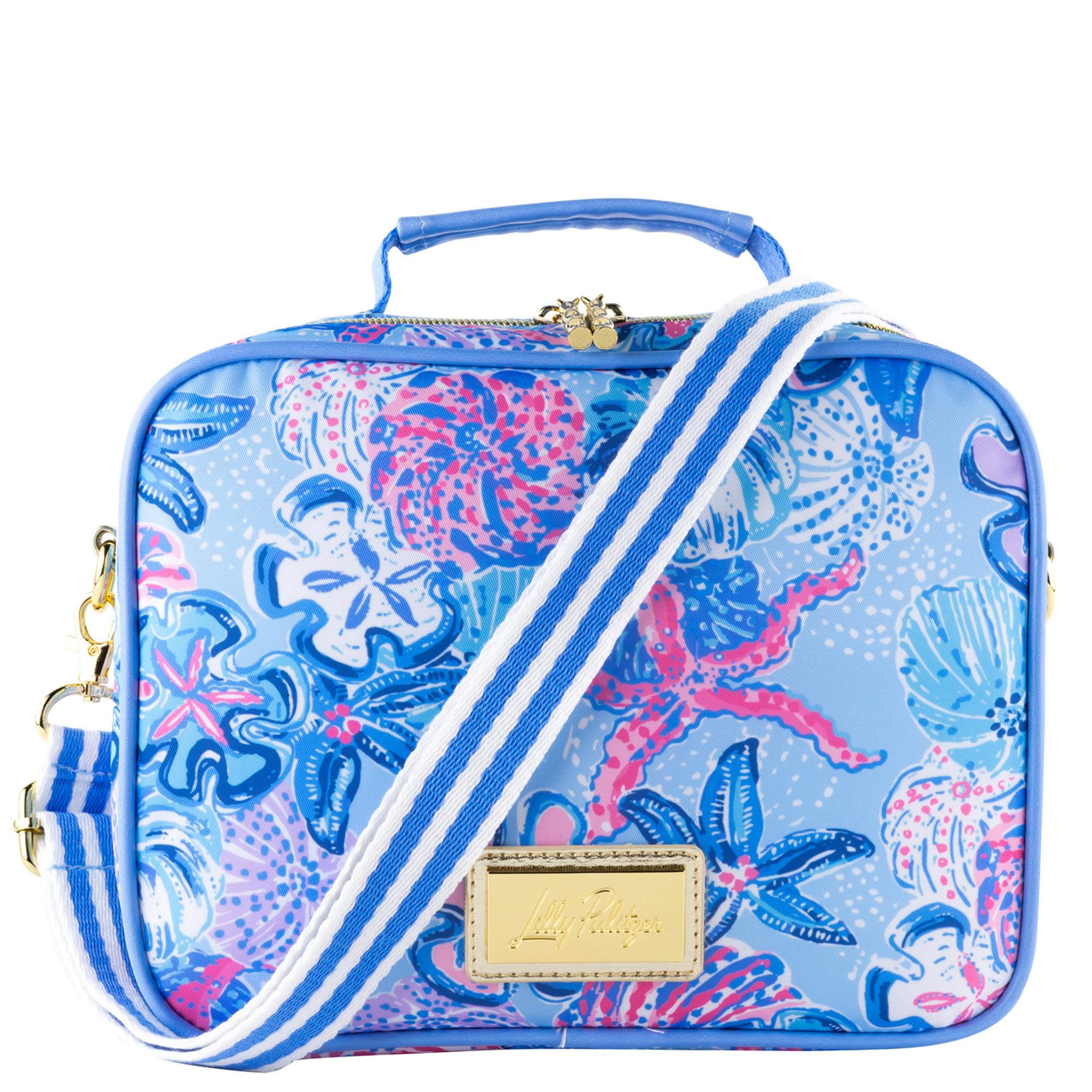Lilly Pulitzer front view showing Bahamas Beachcomber print and stylish carry benefit