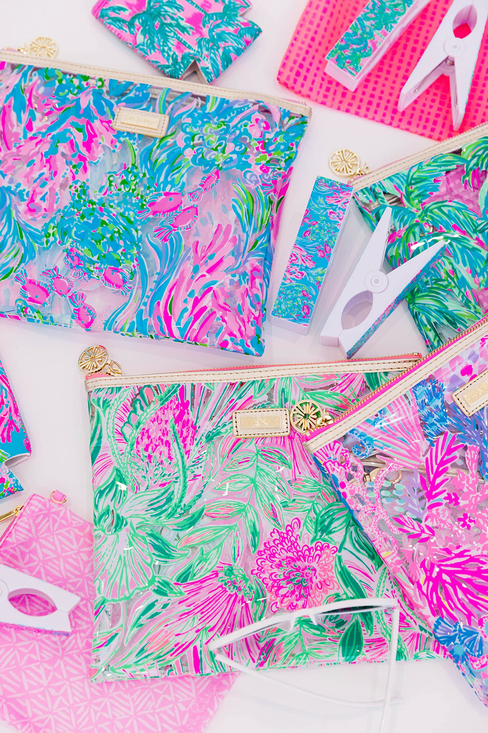 Lilly Pulitzer towel clips clipping towel to chair showing secure hold benefit