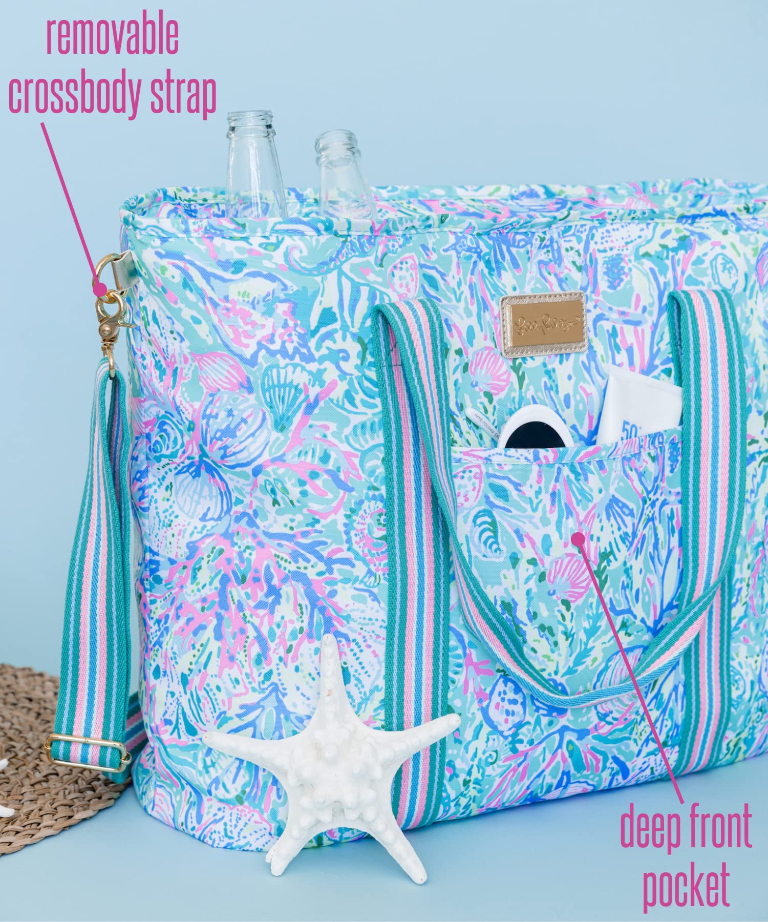 Lilly Pulitzer exterior pocket view showing separate storage for valuables