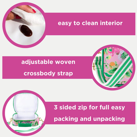 Lilly Pulitzer interior detail showing insulated lining and wipe-clean surface for freshness