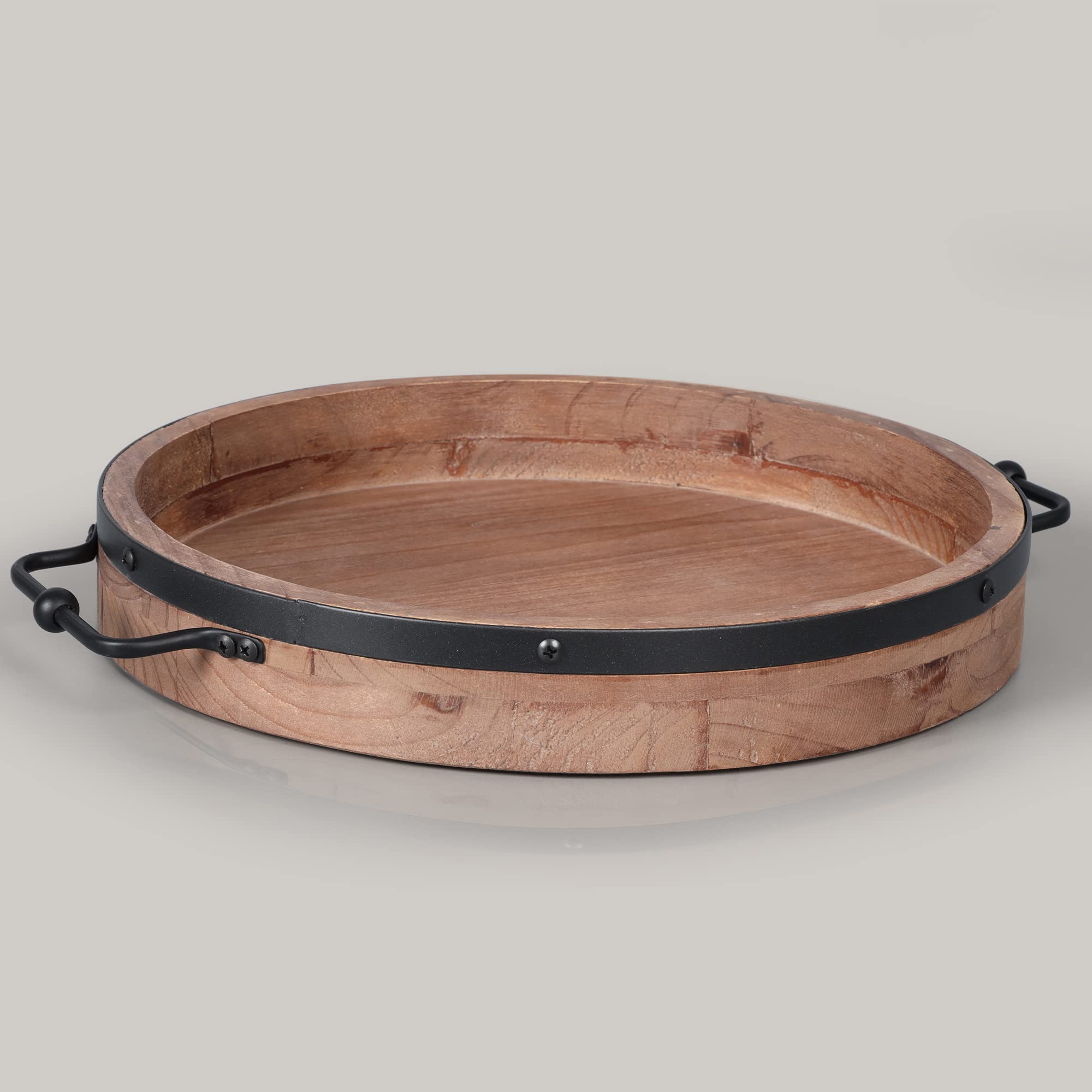 LILO DESIGN CO. round tray front view showing farmhouse charm and versatile surface