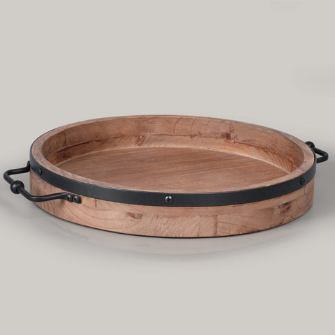 LILO DESIGN CO. round tray front view showing farmhouse charm and versatile surface