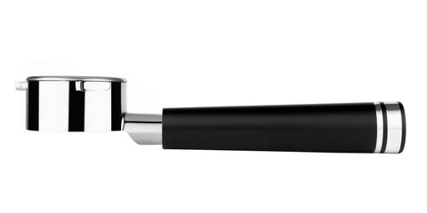 LILQ 54mm front view showing aluminum flat-head portafilter for clearer extraction
