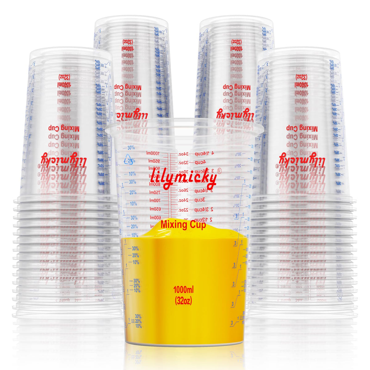 Lilymicky front packaging showing 50 cups and capacity benefit