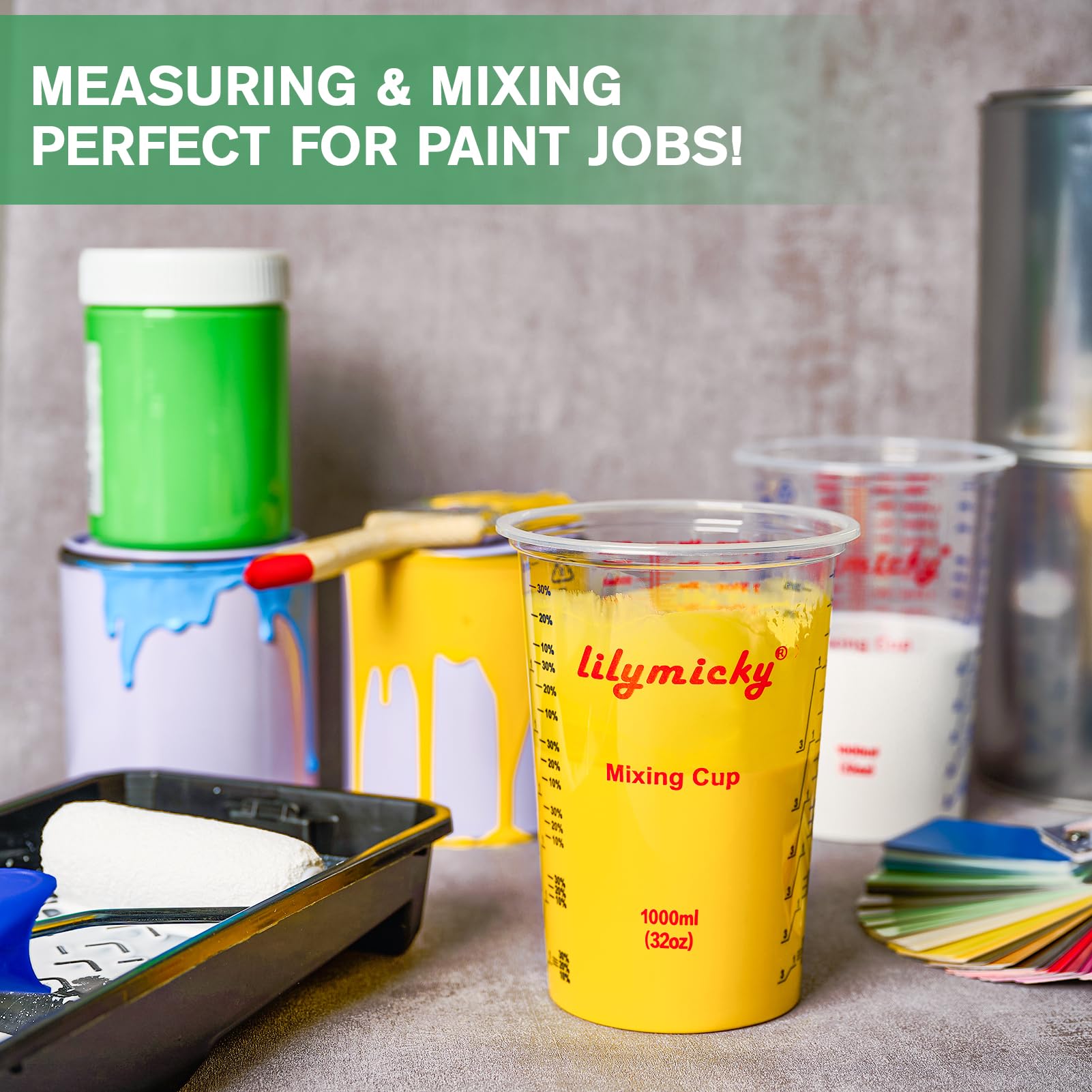 Lilymicky cup in use mixing epoxy for efficient hands-on work