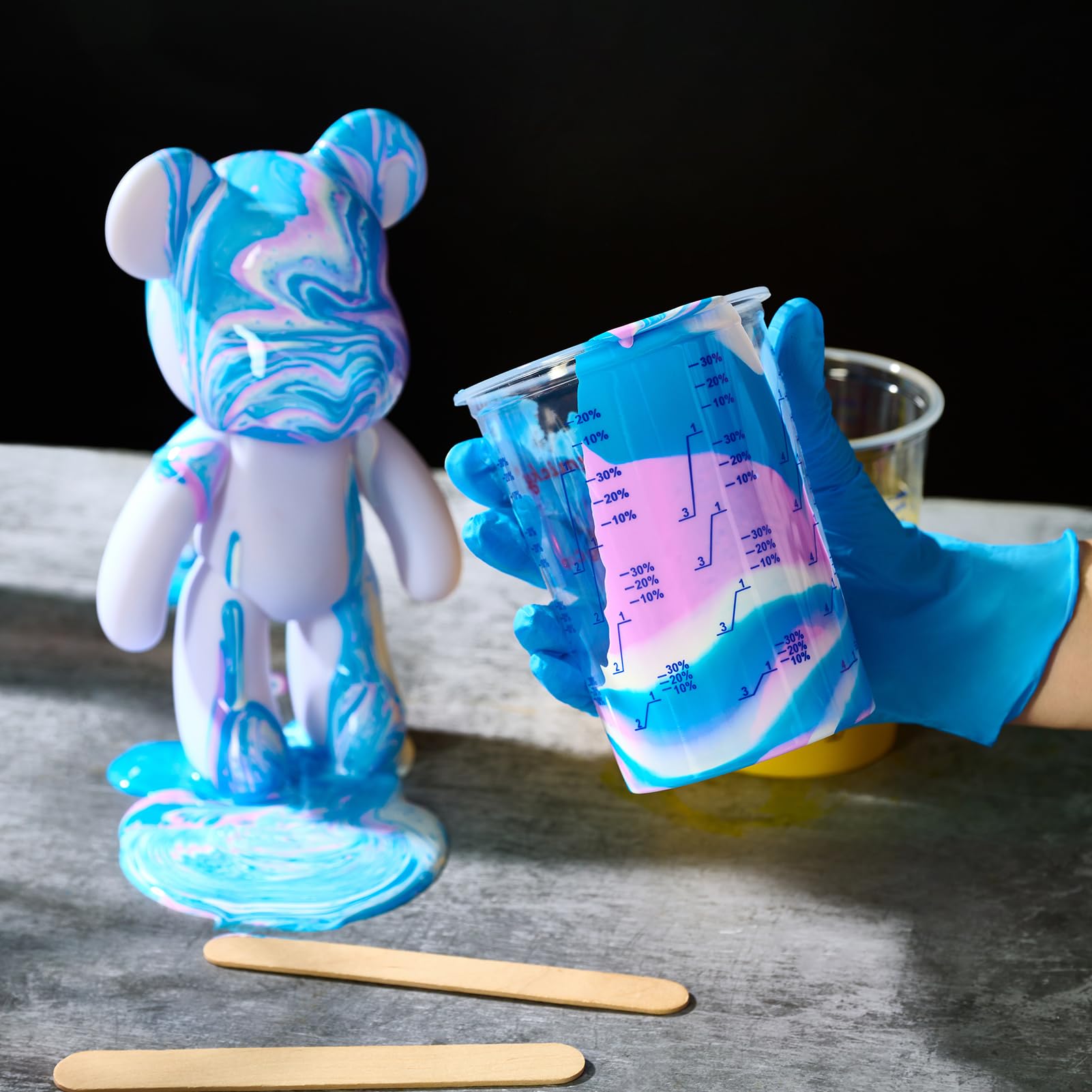 Lilymicky stacked cups next to ruler showing size and capacity