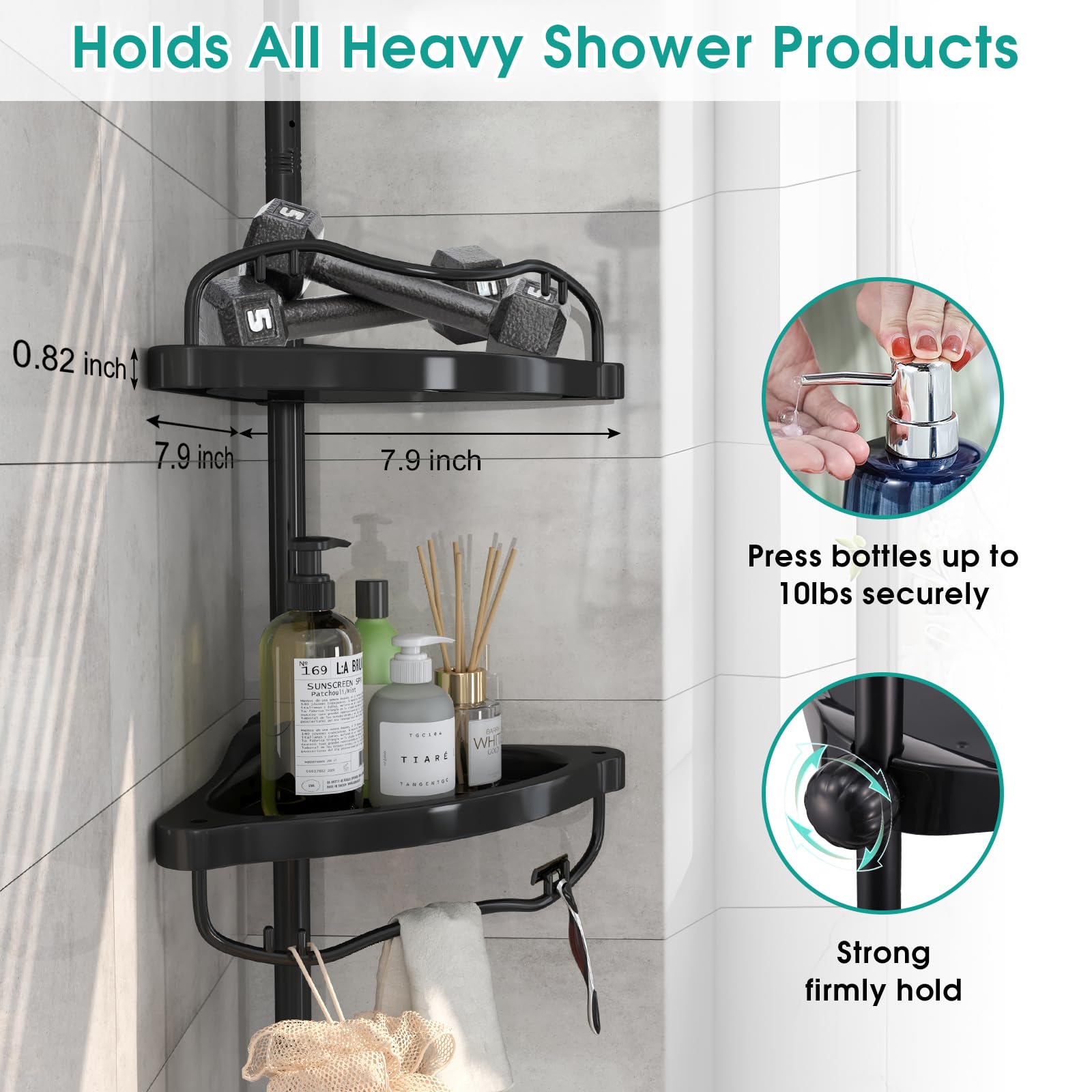 Lilyvane caddy in shower with bottles — organized access for toiletries