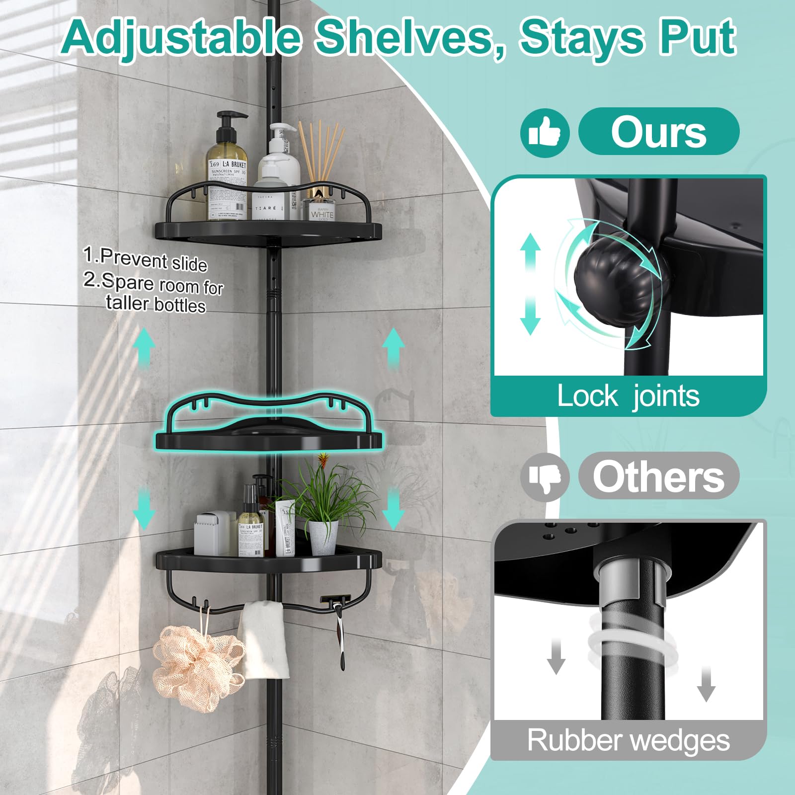 Lilyvane tension pole top cap detail — secure no-drill ceiling grip