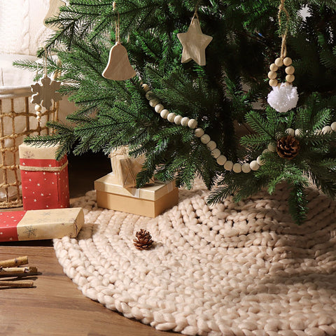 LimBridge skirt next to gifts showing scale and generous 48-inch diameter