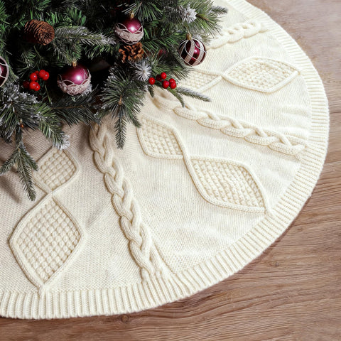LimBridge front view of 48-inch cream tree skirt showing full coverage benefit