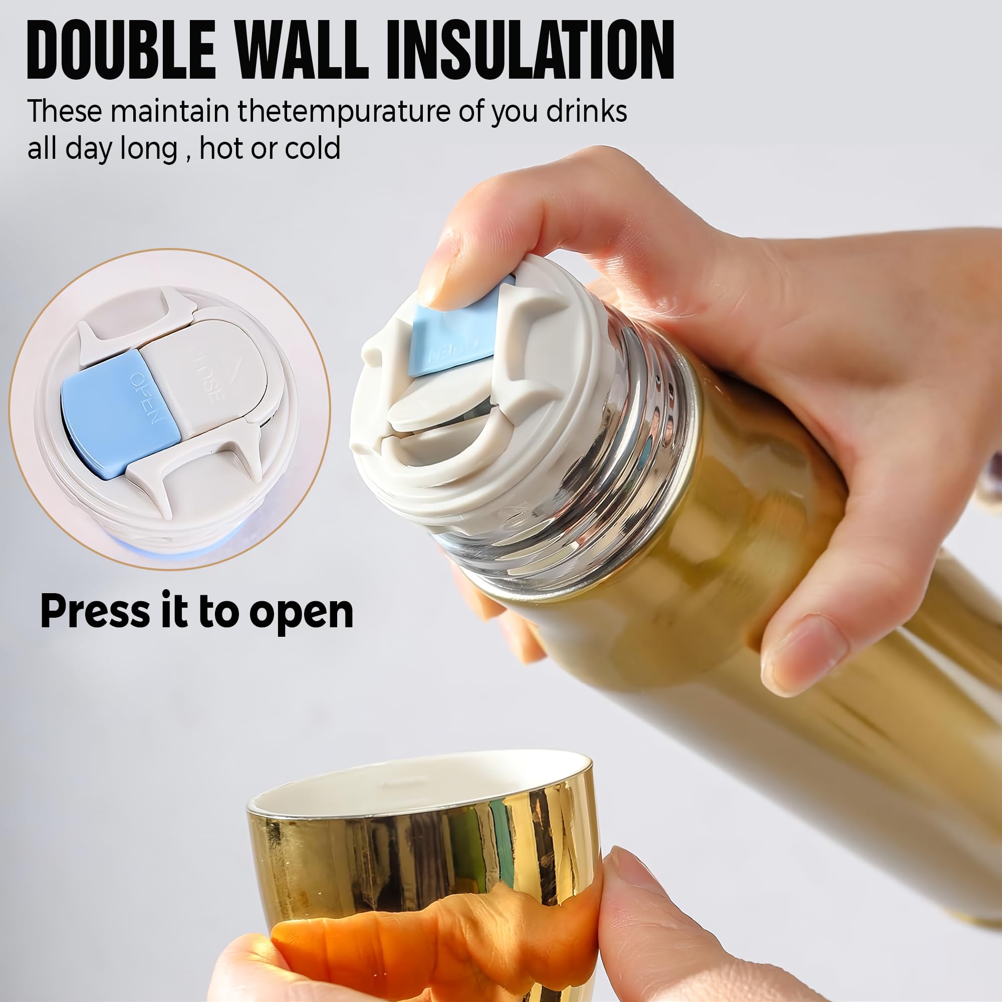 Limima lid and opening illustrating leak resistance and easy drinking