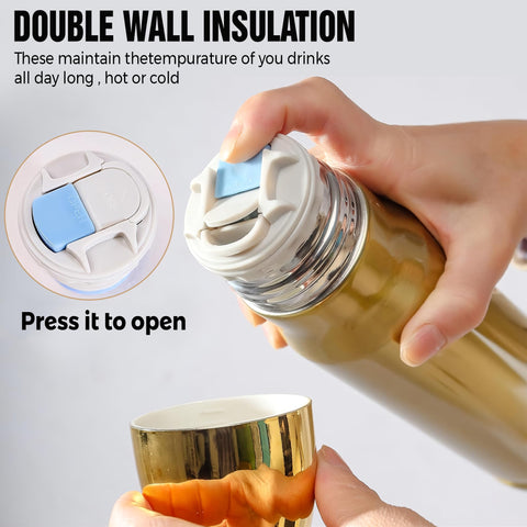 Limima lid and opening illustrating leak resistance and easy drinking