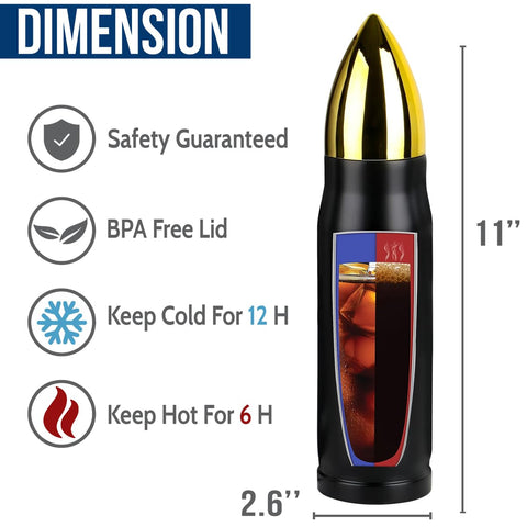 Limima tumbler back showing Veteran Nutrition Facts graphic and charm