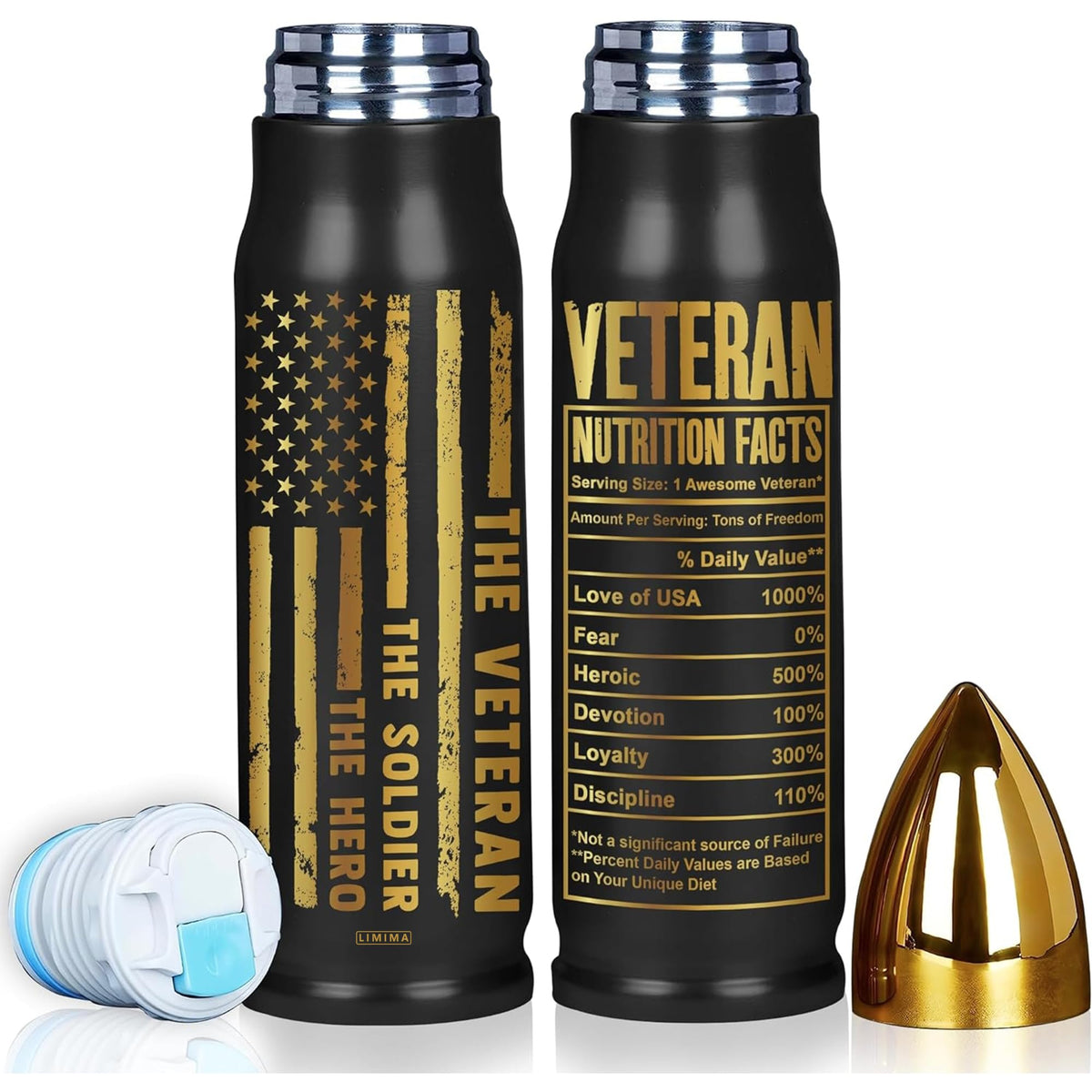 Limima tumbler front view showing patriotic design and durable finish