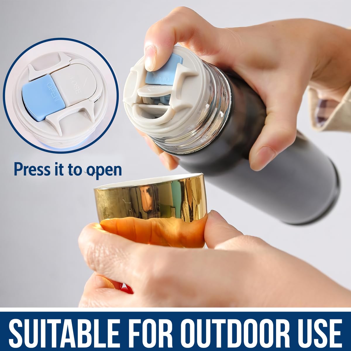 Limima tumbler in car cup holder showing travel convenience benefit