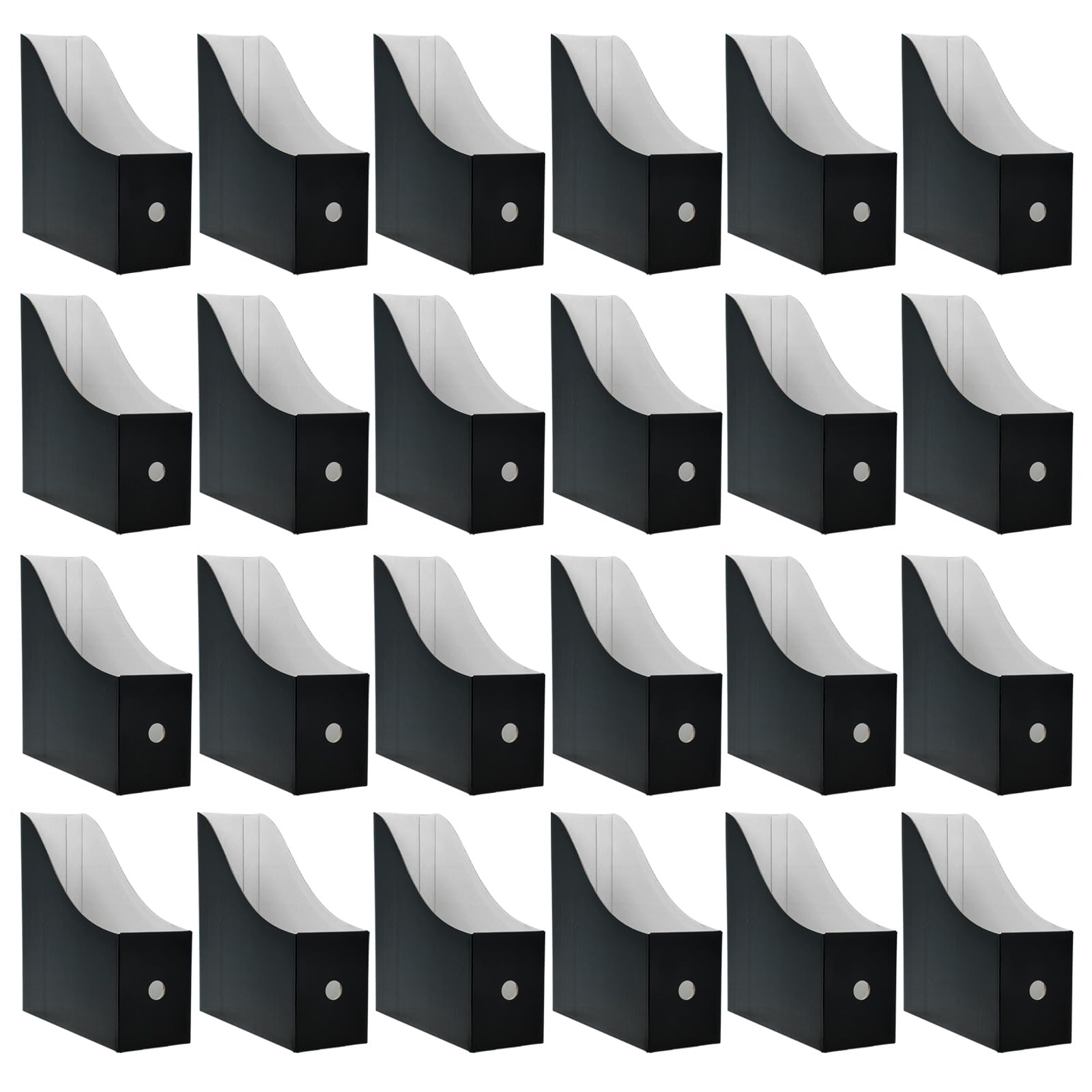 Limitliho front view of black magazine file holder showing neat storage benefit
