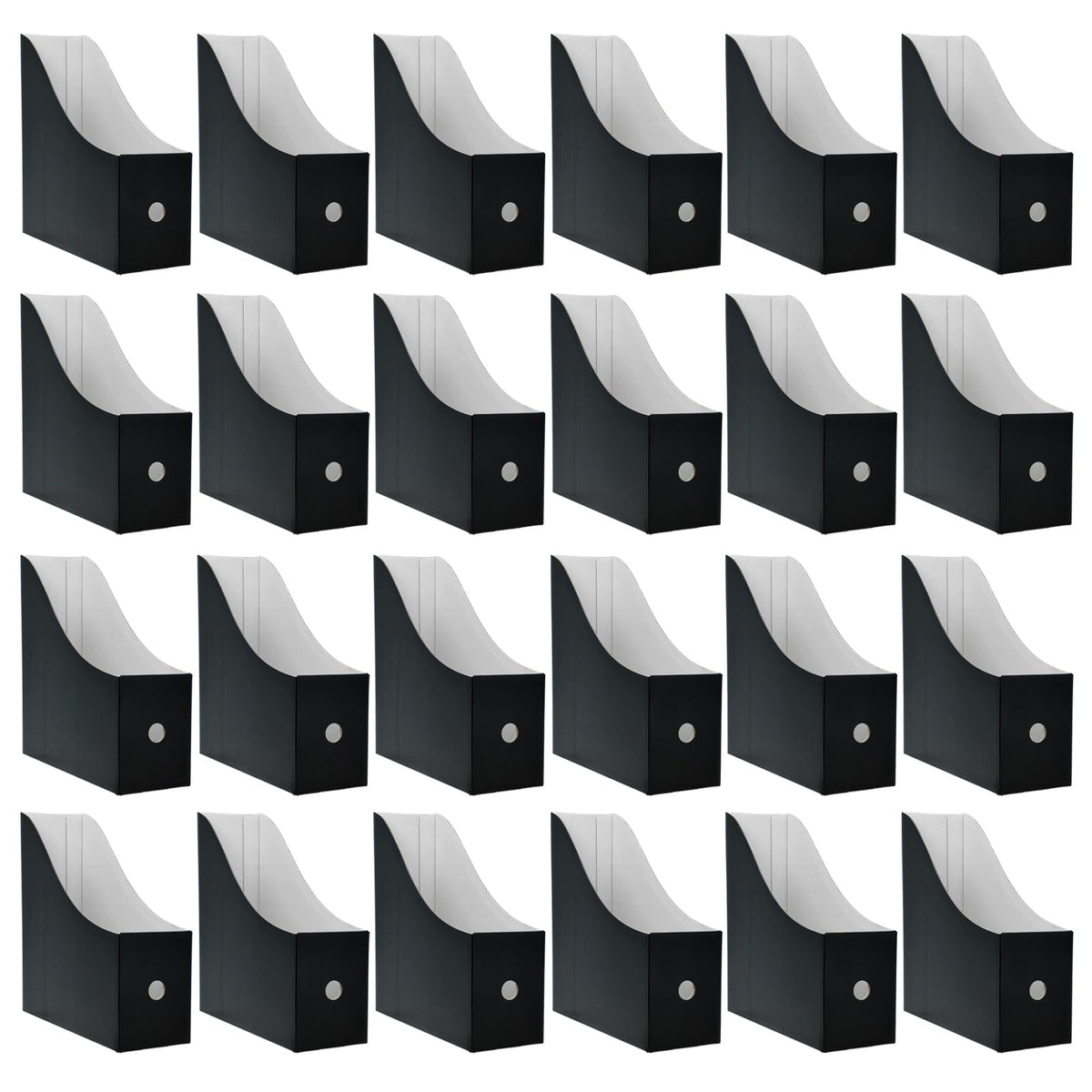 Limitliho front view of black magazine file holder showing neat storage benefit