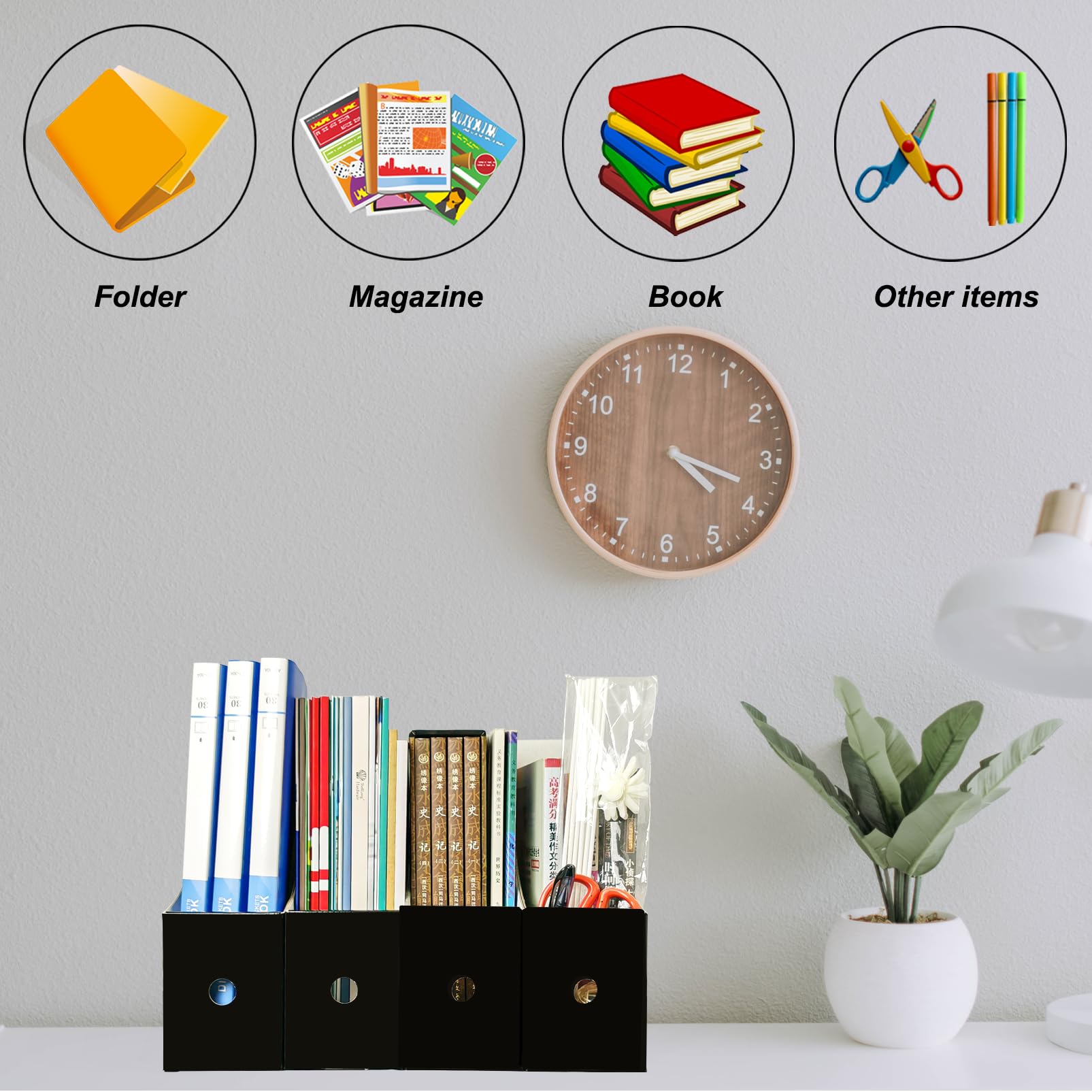 Limitliho file holder in use on a desk keeping documents tidy and accessible