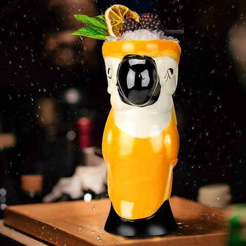 LINALL tiki mug held in hand showing true size and comfortable grip