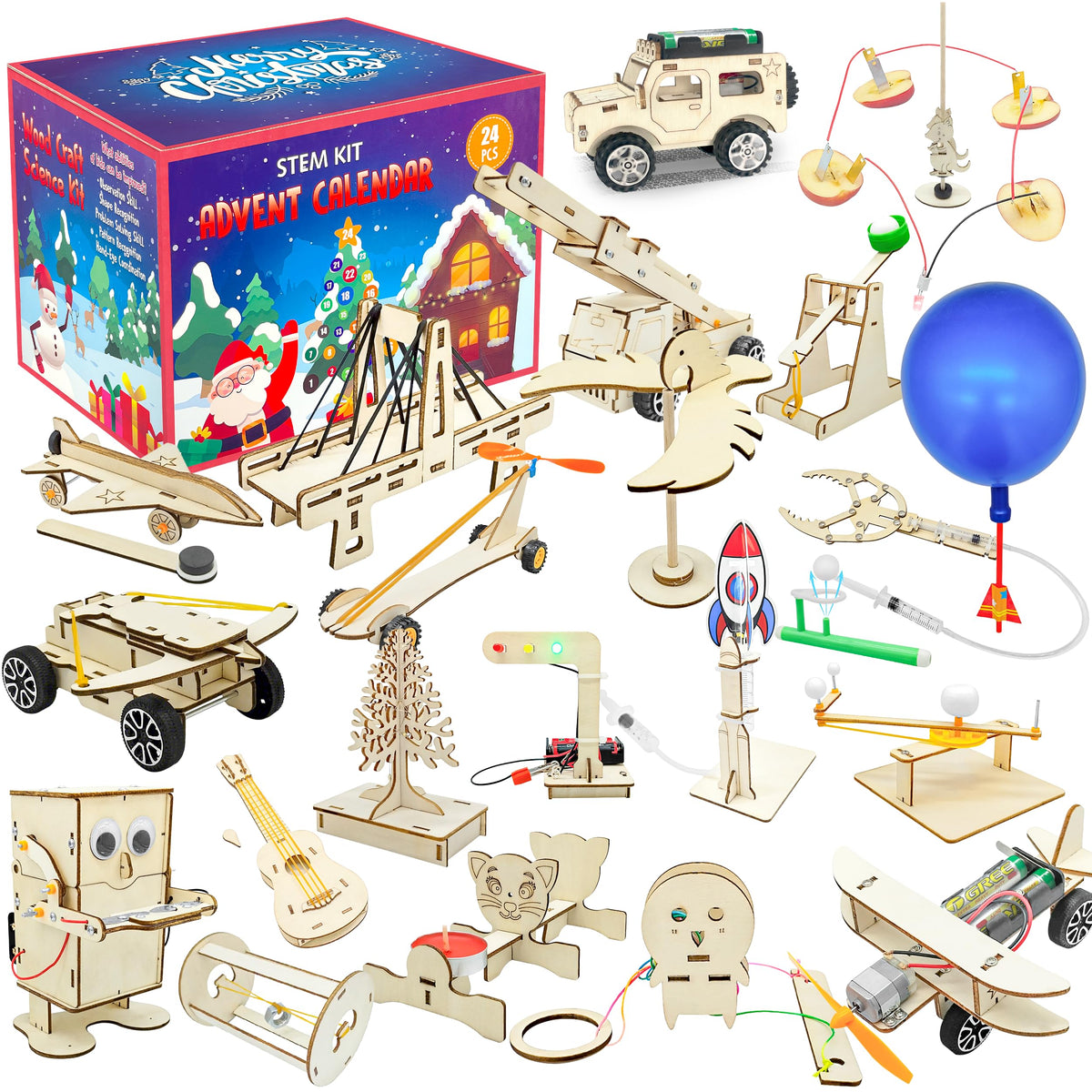 LINAYE front packaging showing festive STEM advent calendar and 24 numbered doors