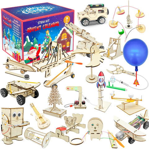 LINAYE front packaging showing festive STEM advent calendar and 24 numbered doors