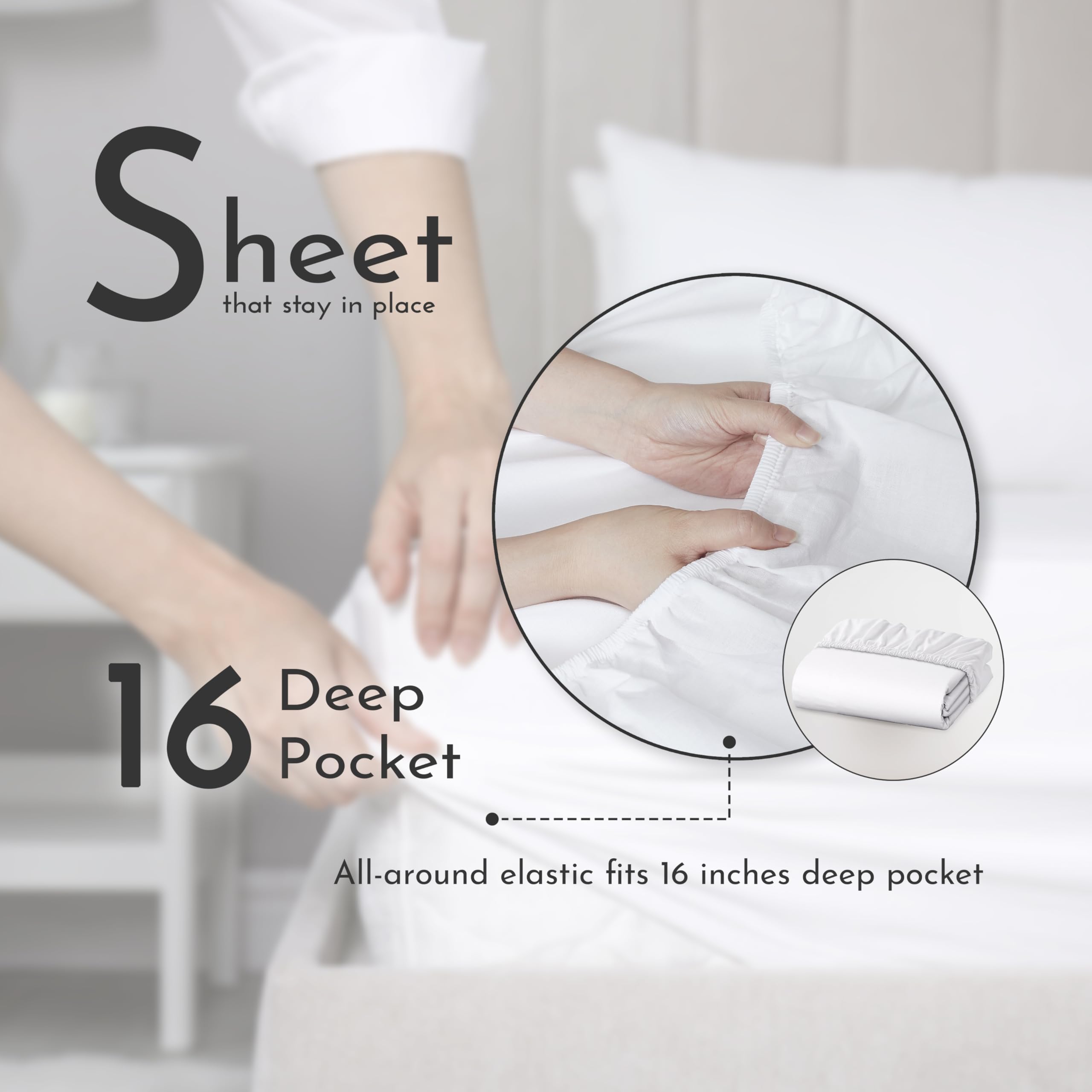 Linen Closet sheets on a made bed in bedroom setting conveying cool comfortable sleep benefit